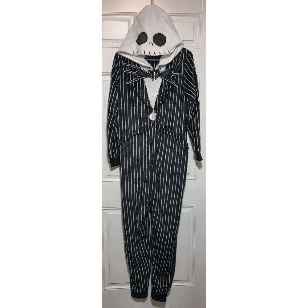 Disney The Nightmare Before Christmas One Piece Pajamas Hooded Size Medium 8-10